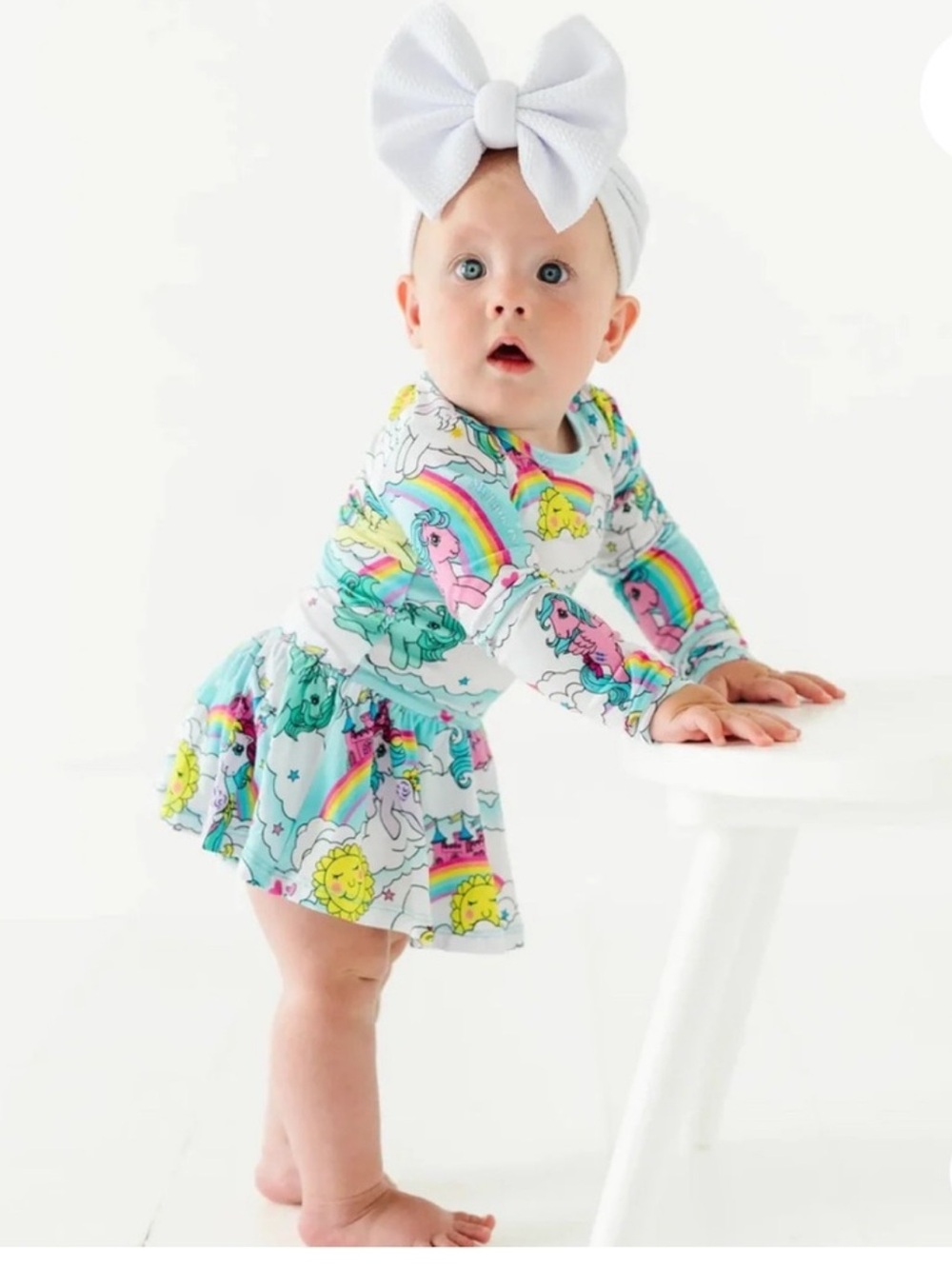 Bums and Roses My Little Pony Bamboo Dress Onesie 12-18 Month Long Sleeve Ruffle